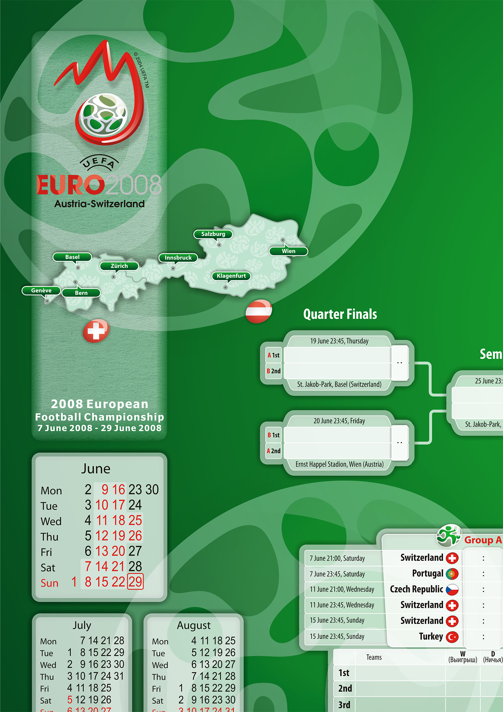 EURO2008 Wallchart-UEFA EURO2008 Austria-Switzerland Poster Design