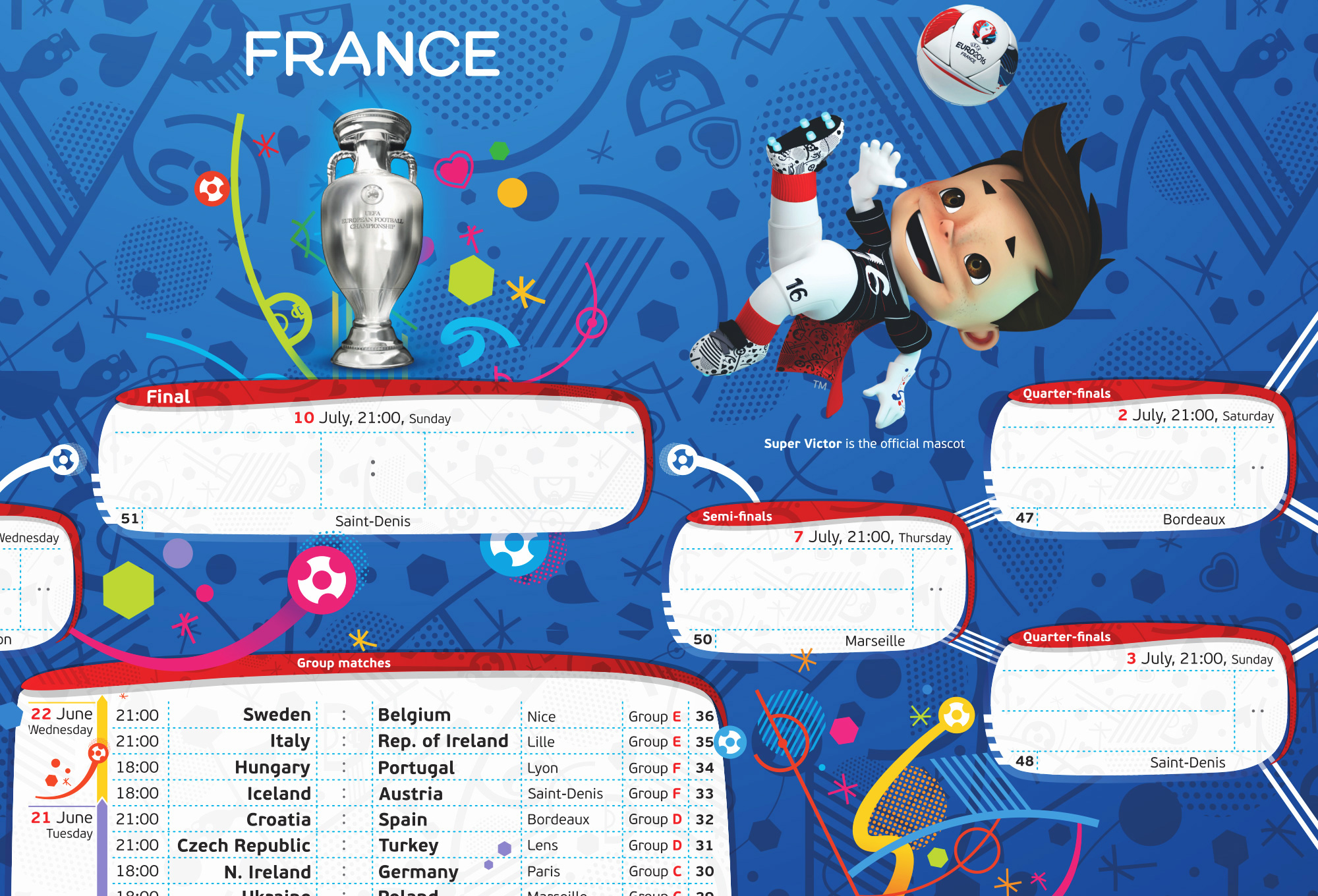 EURO2016 Wallchart-UEFA EURO2016 France Poster Design